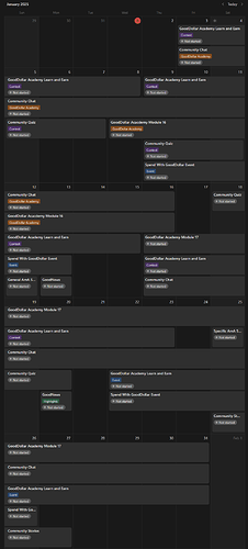 JANUARY CALENDAR